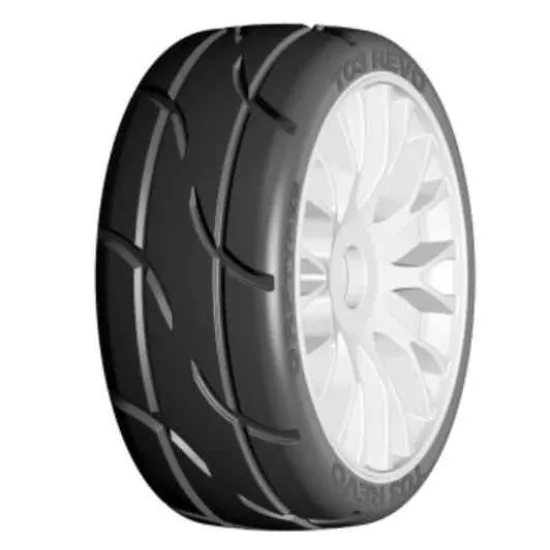 GRP 1:8 GT T03 REVO XM7 MediumHard Mounted on New 20 Spoked FLEX White Wheel 2pcs