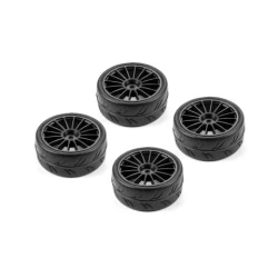 HUDY 1/10 PRE-CUT SLICK BELTED TIRES RIGHT & LEFT (2+2)