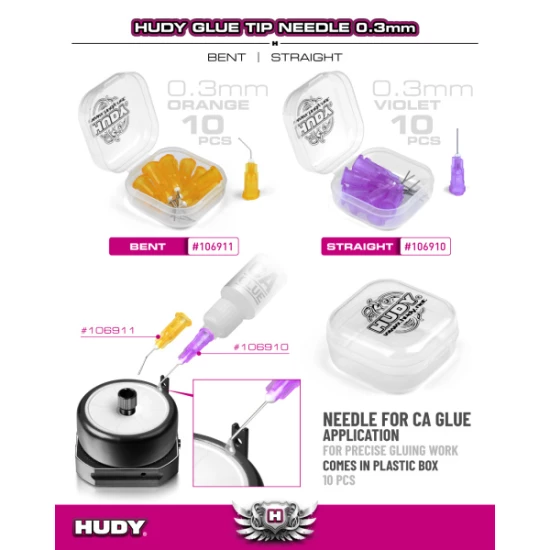 HUDY GLUE TIP NEEDLE 0.3MM - BENT (10)
