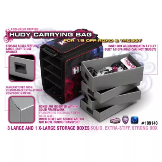 Hudy 1/8 Off-Road & Truggy Carrying Bag + Tool Bag - Exclusi, H199140
