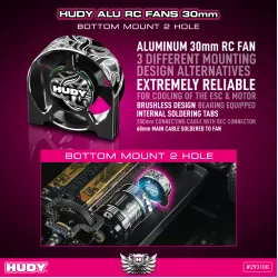 HUDY ALU RC FAN 30MM - BOTTOM MOUNT 2 HOLE