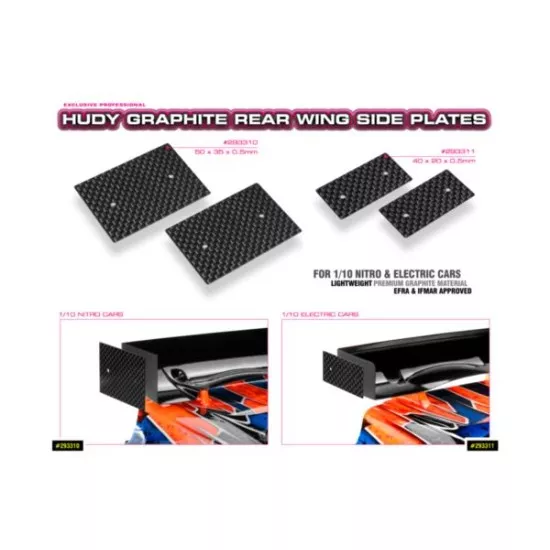 GRAPHITE REAR WING SIDE PLATE 0.5MM - 1/10 NITRO (2), H293310