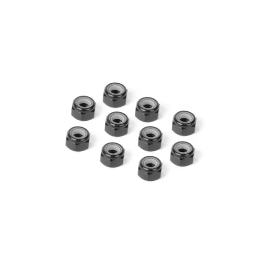 ALU NUT M4 - BLACK (10)