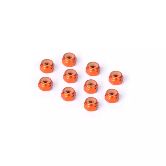 ALU NUT M4 - ORANGE (10)