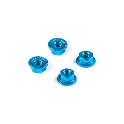 ALU NUT M4 WITH SERRATED FLANGE - BLUE (4)