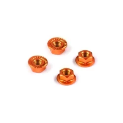 ALU NUT M4 WITH SERRATED FLANGE - ORANGE (4)