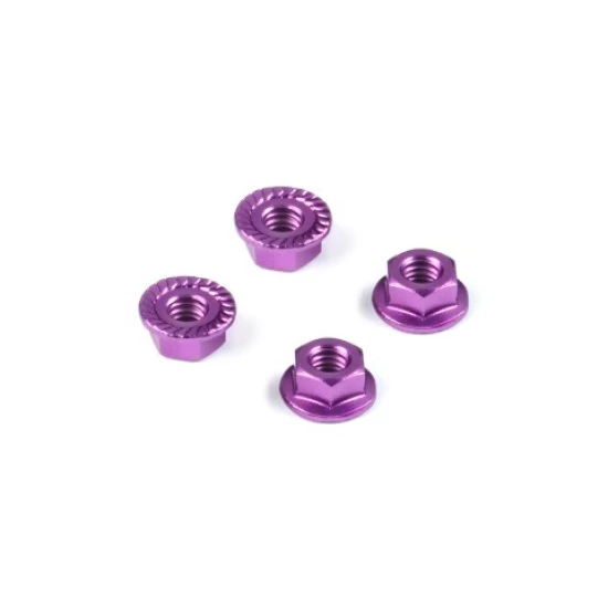 ALU NUT M4 WITH SERRATED FLANGE - VIOLET (4)