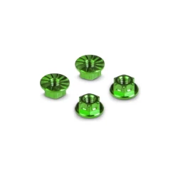 HUDY TITANIUM NUT M4 WITH SERRATED FLANGE - GREEN (4)