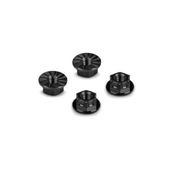 HUDY TITANIUM NUT M4 WITH SERRATED FLANGE - BLACK (4)