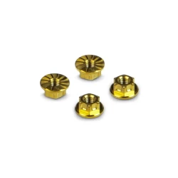 HUDY TITANIUM NUT M4 WITH SERRATED FLANGE - GOLD (4)