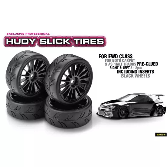 HUDY 1/10 Slick Tires Right & Left (2+2)