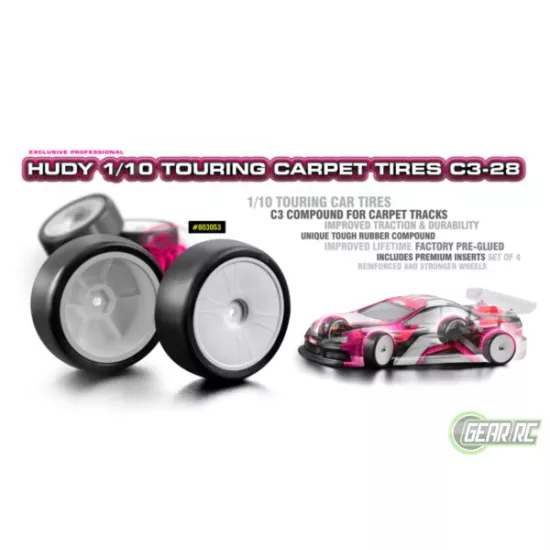 HUDY 1/10 TC CARPET TIRES C3-28 (4)