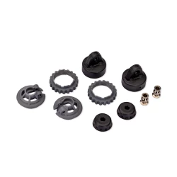 Caps and spring retainers, GTR shock (upper cap (2)/ hollow balls (2)/ bottom cap (2)/ upper & lower retainers (slate gray) (2 each))