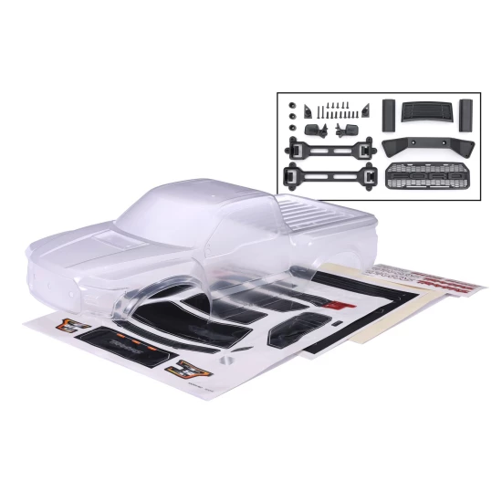 Body, 2017 Ford Raptor, heavy duty (clear, requires painting)/decals (includes latches and latch mounts for clipless mounting)