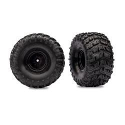 Tires & wheels, assembled, glued (black wheels, Talon MXT tires, foam inserts) (nitro rear/ electric front) (2)