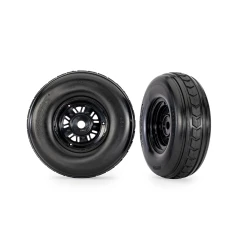 Tires & wheels, assembled, glued (Pro Scale Sand Car black wheels, dual profile tires (3.2