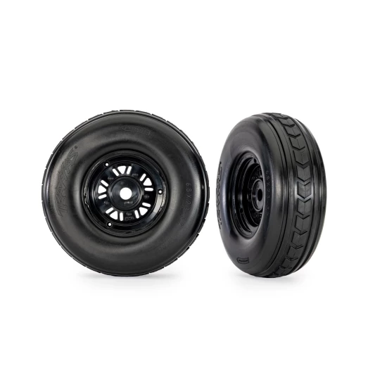 Tires & wheels, assembled, glued (Pro Scale Sand Car black wheels, dual profile tires (3.2