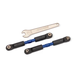 Turnbuckles, camber links or toe links, long (steel, blue) (2) (assembled with rod ends and steel hollow balls)/ steel wrench, 6mm (1) (fits Rustler (rear camber links), Slash 4X4, Rustler 4X4, Stampede 4X4, or Jato 4X4 (toe links))