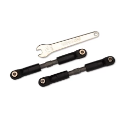 Turnbuckles, camber links or toe links, long (steel, gray) (2) (assembled with rod ends and steel hollow balls)/ steel wrench, 6mm (1) (fits Rustler (rear camber links), Slash 4X4, Rustler 4X4, Stampede 4X4, or Jato 4X4 (toe links))