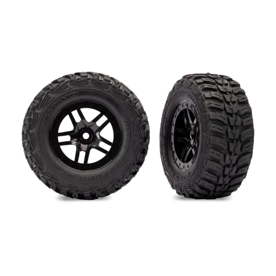 Tire & wheel assy, glued (SCT Split-Spoke black wheels, Kumho tires, foam inserts) (2) (4WD front/rear, 2WD rear only)