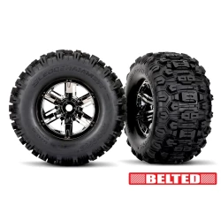 Tires & wheels, assembled, glued (X-Maxx black chrome wheels, Sledgehammer belted tires, dual profile (4.3' outer, 5.7' inner), foam inserts) (left & right)