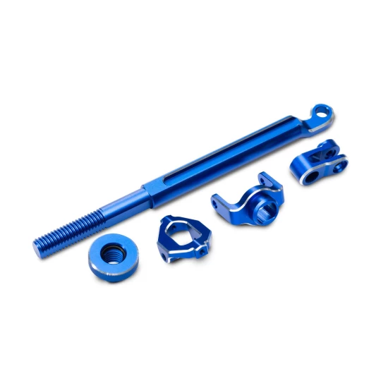 Brake linkage, front (blue-anodized 6061-T6 aluminum)/ mounting hardware