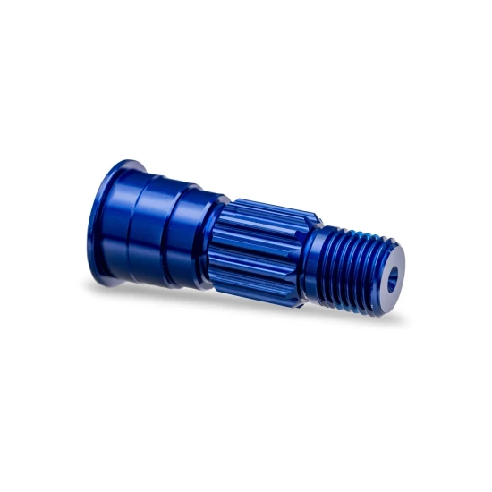 Stub axle, front, 6061-T6 aluminum (blue-anodized)