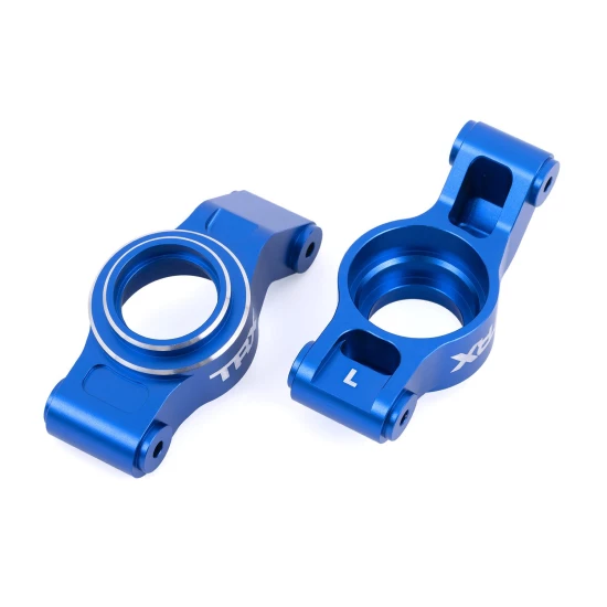 Blauwe aluminium achterste stub axle carriers (links en rechts)