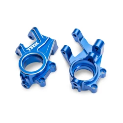 Steering blocks, 6061-T6 aluminum (blue-anodized) (left & right)/ 3x8mm BCS (with threadlock) (2)/ 4x35mm BCS (with threadlock) (2)