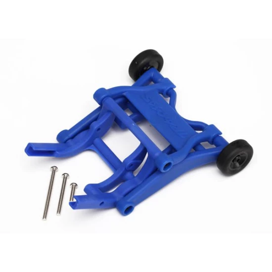 Blauwe gemonteerde wheeliebar en schroeven