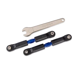 Turnbuckles, camber links or toe links, short (steel, blue) (2) (assembled with rod ends and steel hollow balls)/ steel wrench, 6mm (1) (fits Slash 4X4, Rustler 4X4, or Stampede 4X4 (front or rear camber links), Jato 4X4 (front camber links), Slash or Rus