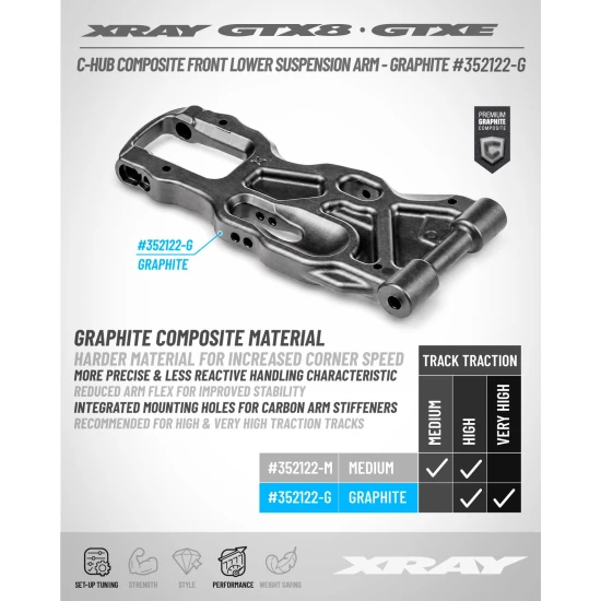 C-HUB COMPOSITE FRONT LOWER SUSPENSION ARM - GRAPHITE