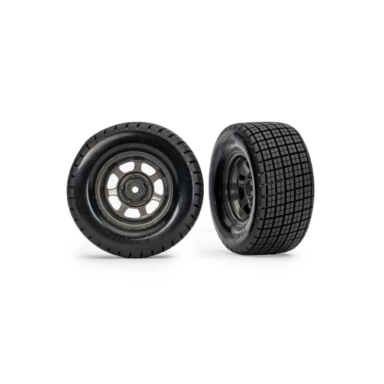 Dirt Oval Gray Rear Wheels w/ Hoosier Tires (2)