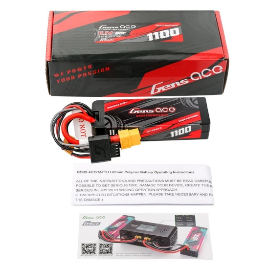 Gens Ace G Tech 1100mAh 11.1V 60C 3S1P LiPo Battery XT60 Plug