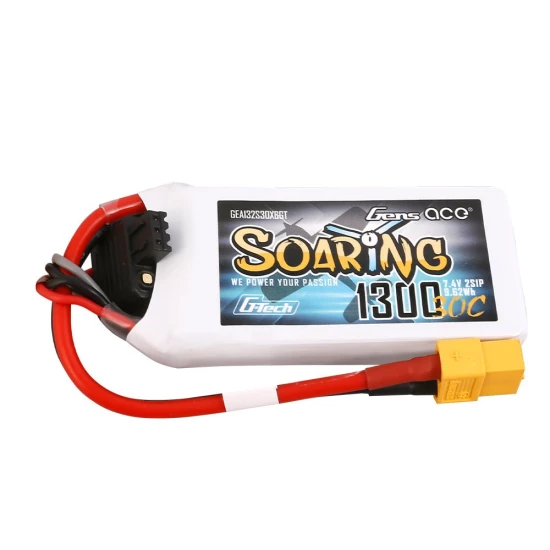 Gens Ace G Tech 1300mAh 7.4V 30C 2S LiPo Battery XT60 Plug