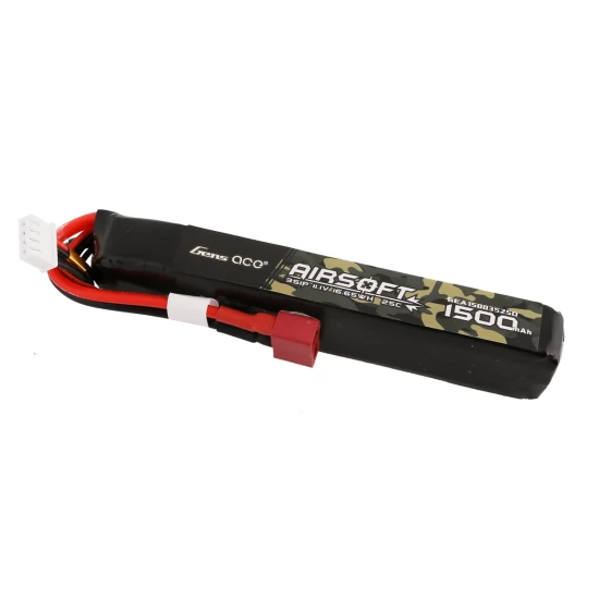 Gens Ace 1500mAh 11.1V 25C 3S1P Airsoft Gun LiPo Battery T Plug