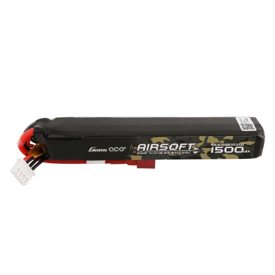 Gens Ace 1500mAh 11.1V 25C 3S1P Airsoft Gun LiPo Battery T Plug