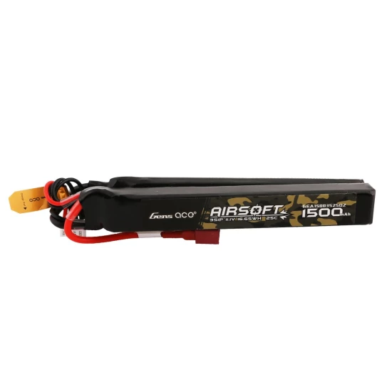 Gens Ace 1500mAh 11.1V 25C 3S1P Nunchuck 2X Airsoft Gun LiPo Battery T Plug