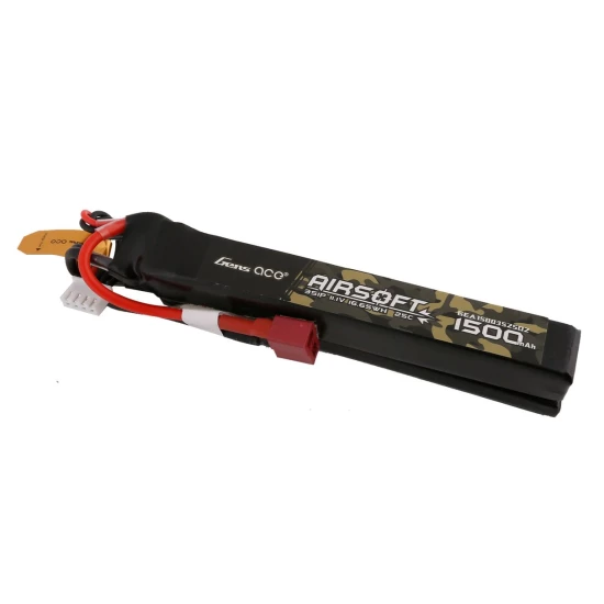Gens Ace 1500mAh 11.1V 25C 3S1P Nunchuck 2X Airsoft Gun LiPo Battery T Plug