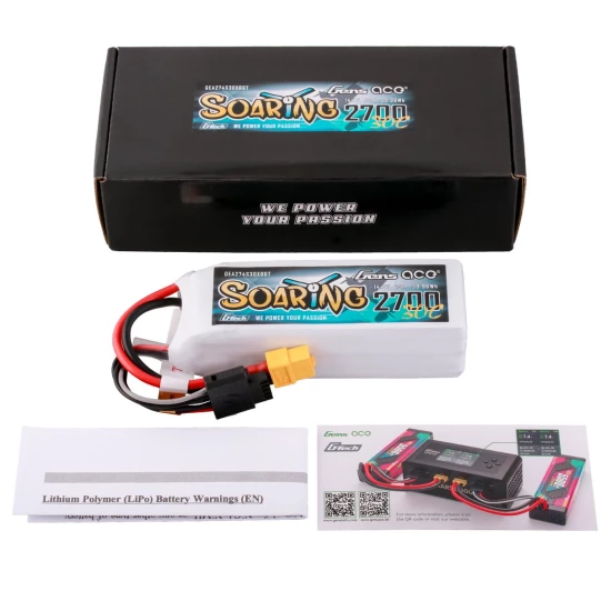 Gens Ace G-Tech Soaring 2700mAh 14.8V 30C 4S1P LiPo Battery Pack with XT60 Plug