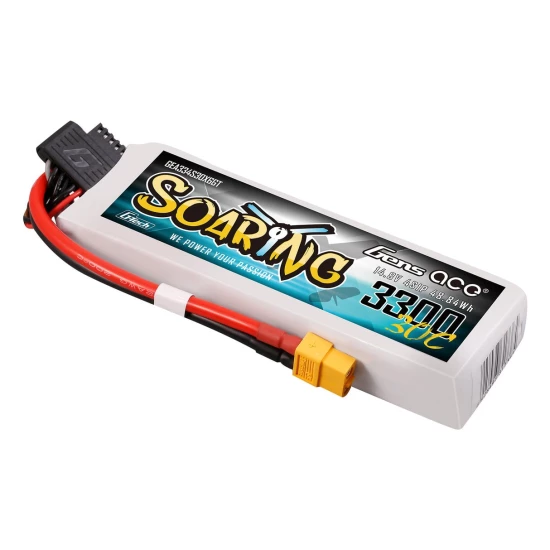 Gens Ace Soaring 3300mAh 4S 14.8V 30C G-Tech Lipo Battery with XT60 plug