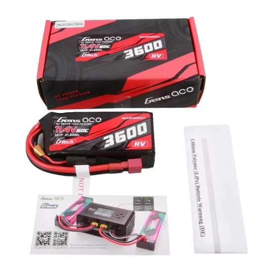 Gens Ace G-Tech 3600mAh 11.4V 3S1P 60C High Voltage Lipo Battery Pack with T-plug