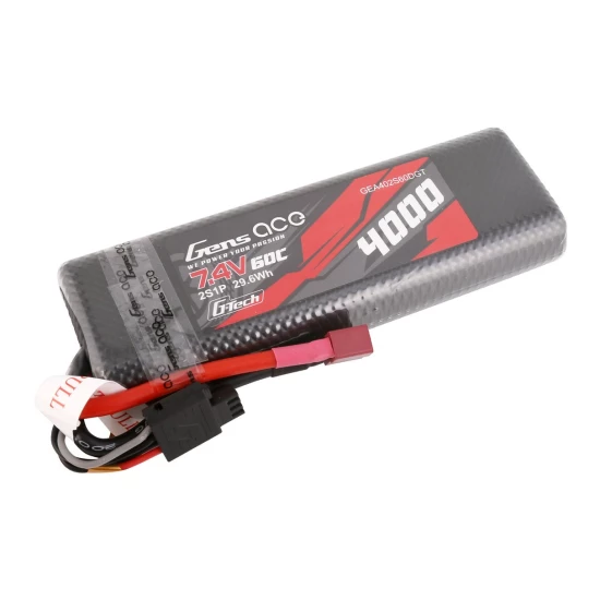 Gens Ace G-Tech 4000mAh 2S1P 7.4V 60C HardCase 8# car Lipo Battery pack with T-plug