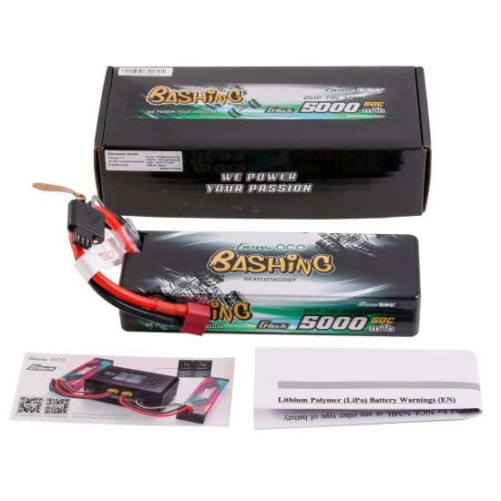 Gens Ace Bashing G Tech 5000mAh 7.4V 60C 2S1P Hardcase LiPo Battery Deans Plug
