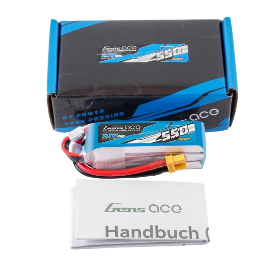 Gens Ace 550mAh 11.1V 80C 3S1P LiPo Battery Pack XT30 Plug