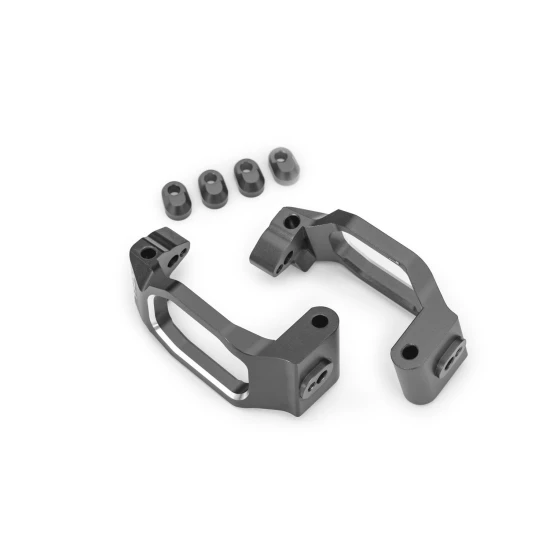 Caster blocks, 6061-T6 aluminum (gray-anodized), left & right/ 4x22mm pin (4)/ 3x10mm BCS (with threadlock) (4)/ retainers (4)