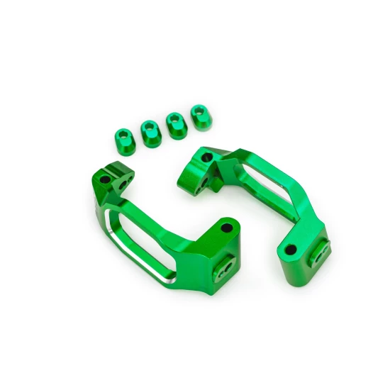 Caster blocks, 6061-T6 aluminum (green-anodized), left & right/ 4x22mm pin (4)/ 3x10mm BCS (with threadlock) (4)/ retainers (4)