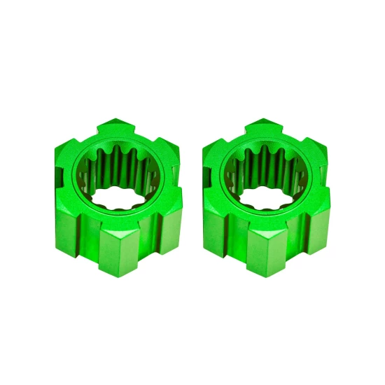 Wheel hubs, hex, front (6061-T6 aluminum, green-anodized) (2)