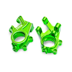 Steering blocks, 6061-T6 aluminum (green-anodized) (left & right)/ 3x8mm BCS (with threadlock) (2)/ 4x35mm BCS (with threadlock) (2)