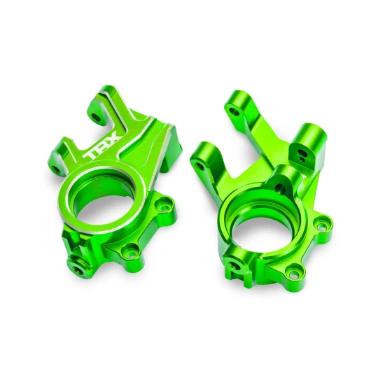 Steering blocks, 6061-T6 aluminum (green-anodized) (left & right)/ 3x8mm BCS (with threadlock) (2)/ 4x35mm BCS (with threadlock) (2)